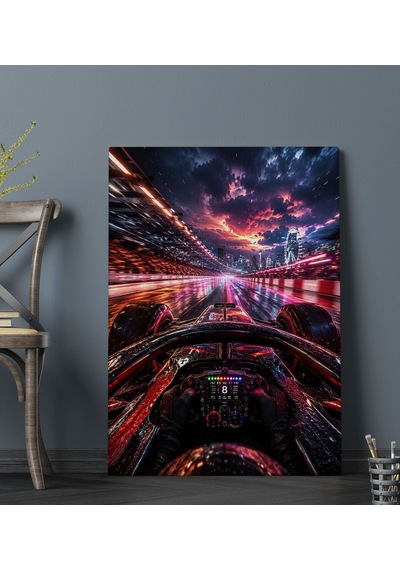 Bk Gift Formula Yarışı Ve Yarış Arabası Temalı Modern Kanvas Duvar Tablosu-2 50x70 Cm