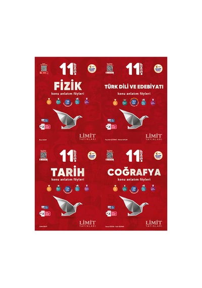Limit 2027 11. Sınıf Fizik + Türk Dili Ve Edebiyatı + Tarih + Coğrafya Konu Anlatım Föyleri Seti 4 Kitap Maarif Model