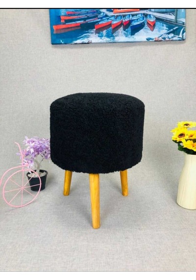 Şark Köşesi Coco Pufu , Peluş Kumaş ,oturma Odası, Makyaj Masası Pufu Siyah