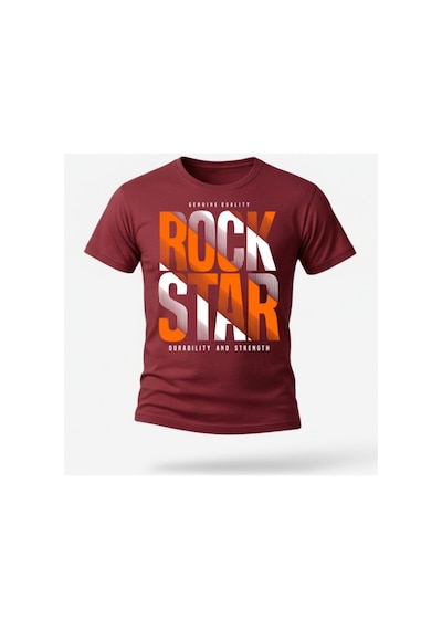 Urbantrendstore Unisex Siyah Rock Oversize Fit Rahat Geniş Salaş T-shirt Günlük Tişört Bordo
