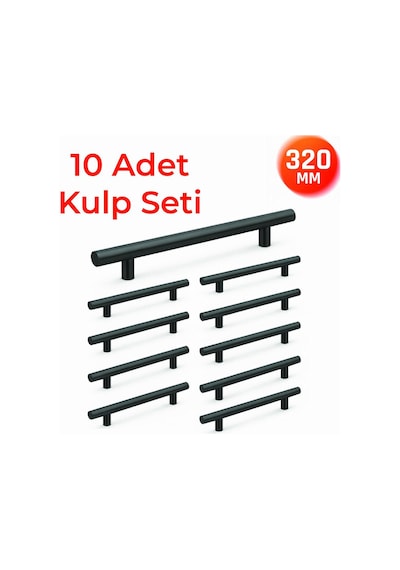 320 Mm Metal Mobilya Kulpu Mutfak Dolap Çekmece Kulpu, Dekoratif Kulp Seti 10 Adet Titanyum