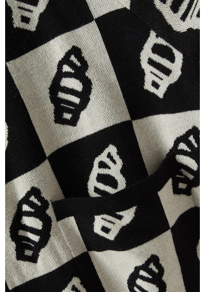 Ice Cream Checkerboard Cardigan In Cotton & Wool Çok Renkli, Jakarlı Dama Desenli Hırka Siyah Ice Cream Checkerboard Cardigan In Cotton & Wool Çok Renkli, Jakarlı Dama Desenli Hırka Siyah