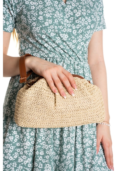 Adelina Bags Kadın Burslu Hasır Çanta Portföy Clutch Omuz Çantası El Ve Omuz Askılı Hasır Çanta