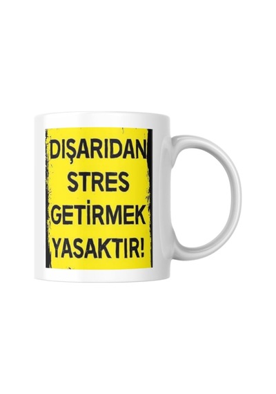 Lexroo Dışarıdan Stres Getirmek Yasaktır Kupa Bardak Komik Yazılı Hediyelik Çay Kahve Kupası Coffee Çok Renkli