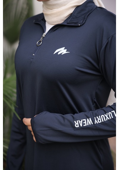 Mimi Luxury Wear Lacivert Kadın Fermuarlı Dalgıç Kumaş Standart Kalıp Jogger Eşofman Takımı 358
