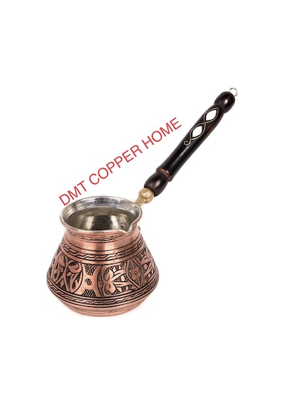 Dmt Home Gaziantep Bakırdan El Ağır İşlemeli Sedef Kulplu Türk Kahve Cezvesi Kalay Kaplama 3'lü Seti
