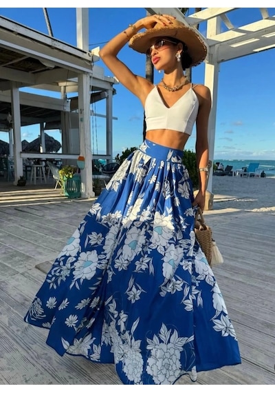 Defymoda Kadın Süprem Etek Mavi
