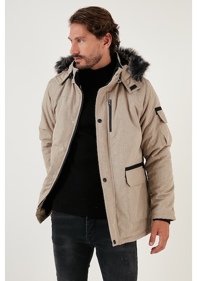 Buratti Peluş Astarlı Suya Ve Rüzgara Dayanıklı Soğuk Geçirmez Slim Fit Erkek Mont 5711051 Taş
