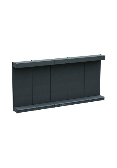 Şapkalı Ve Bazalı Delikli Hırdavat Rafı Antrasit, 5 Ünite W450 H220 D30/40 Cm Siyah