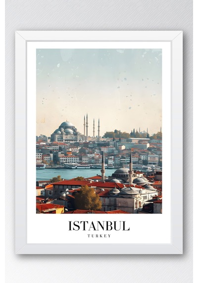 İstanbul Türkiye Vintage Seyahat Posteri Çerçeveli Tablo - Premium Tarihi Yarımada Elit Duvar Dekoru Beyaz İstanbul Türkiye Vintage Seyahat Posteri Çerçeveli Tablo - Premium Tarihi Yarımada Elit Duvar Dekoru Beyaz
