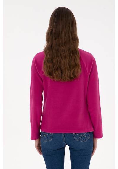 U.S. Polo Assn. Kadın Fuşya Fermuarlı Dik Yaka Polar Sweatshirt 50316714-VR023