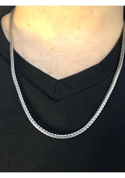 Vog Unisex 2.5mm 60 Cm Çelik Tilki Kuyruğu Beyaz Renk Sevgiliye Eşe Babaya Hediye Kolye Beyaz