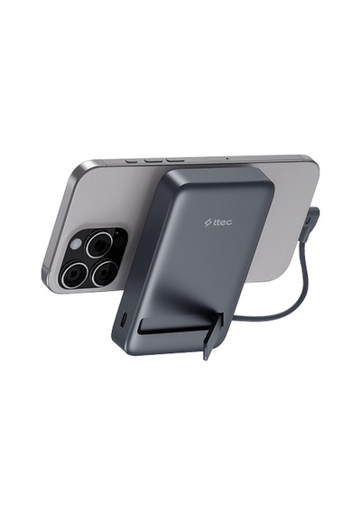 Ttec Recharger Pro M Lcd 10.000mah Qi2/magsafe Özellikli 15w Apple iPhone Uyumlu /android, Usb-c Pd 35w Çıkışlı, Dahili Kablolu, Stantlı, Kablosuz Taşınabilir Hızlı Uzay Grisi