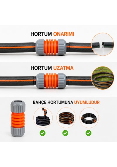 1/2 İnç Bahçe Hortumu Hızlı Bağlantı Adaptör Eki Dayanıklı Bahçe Sulama Aparatı 1 1/2''