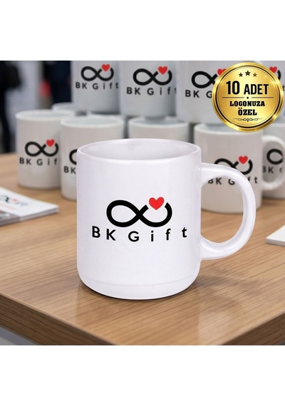 Logonuza Özel 10 Adet Bella Beyaz Kupa Estetik Tasarım Kupa Bardak