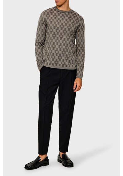 Emporio Armani Saf Yün Yuvarlak Yaka Kazak Erkek Kazak Em006276 Af29848 F8035 Koyu Gri