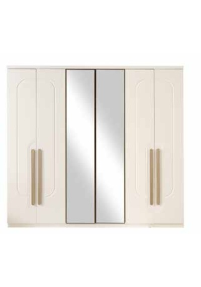 Tobias Tamamı Mdf 6 Membranlı Kapaklı Reflekte Camlı Gardırop Dolap Beyaz