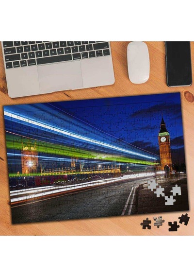 Saat Kulesi - Işık Dalga Görüntüsü 240 Parça Puzzle Yapboz-74617