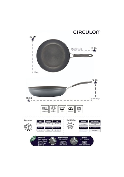 Circulon 30 Cm Kızartma Tavası Gri - Siyah