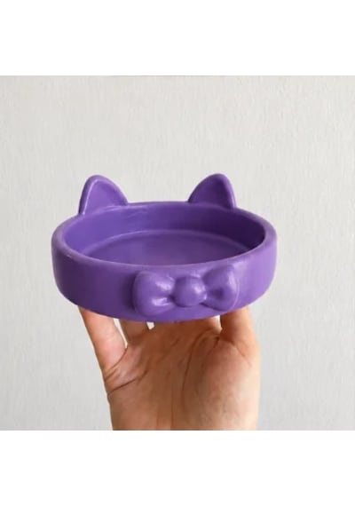 Papyon Model Beton Kedi Köpek Mama Ve Su Kabı 16 Cm Çap - Mor