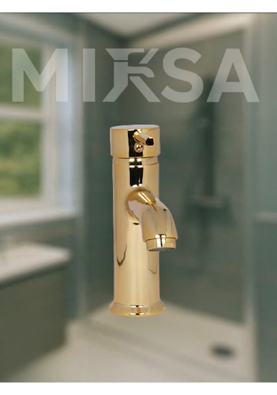 Gold Altın Kaplama Sabit Lüx Gövde Banyo Lavabo Musluğu Bataryası