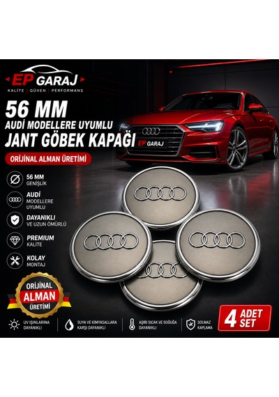 56 Mm Audi Modellere Uyumlu Jant Göbek Kapağı 4 Adet Set Orijinal Alman Üretimi