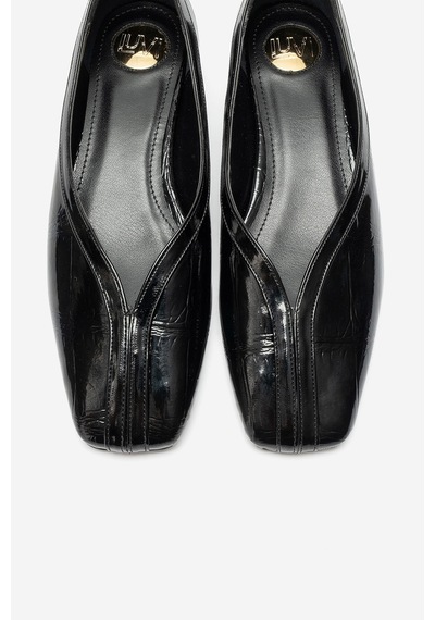 Luvi Shoes Helene Siyah Baskı Kadın Babet Ayakkabı