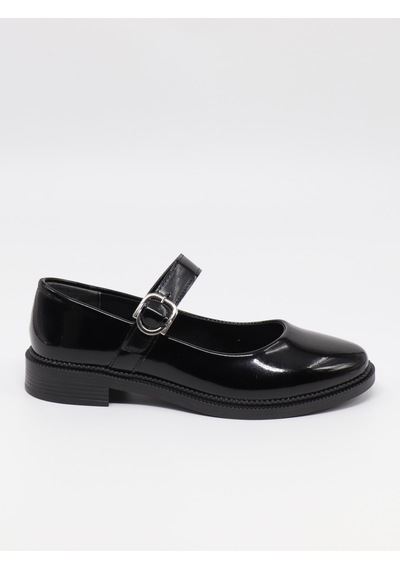 Nesilshoes Nesil Shoes Süha 250 Siyah Rugan Tokalı Balerin Kadın Babet