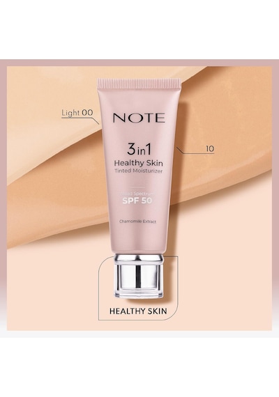 Ayrex Cosmetics 3 İn 1 Healthy Skin Light Tinted Moisturizer 50 Spf Renk Ton Eşitleyici Aydınlatıcı Krem, 00 Açık