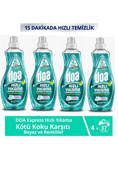 Doa Express Hızlı Yıkama Kötü Koku Karşıtı Beyaz Renkliler Çamaşır Deterjanı 1480 Ml X 4 Adet