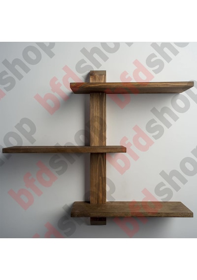 Bfdshop Dekoratif Modüler 3lü Masif Duvar Rafı Ceviz