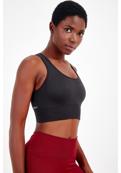Maraton Active Slimfit Kadın Bisiklet Yaka Kolsuz Fitness Siyah Bra 813047-Siyah