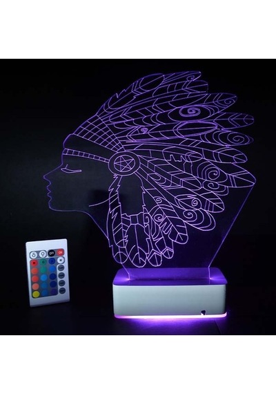 Özel Tasarım Kızılderili 3D Led Lamba
