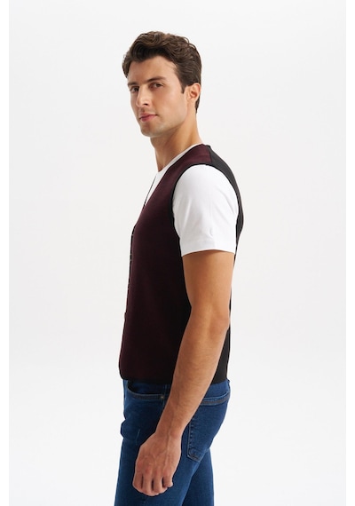 AR-MA Arma Erkek Slim Fit Örme Likralı Pike Triko Yelek Kısa Kollu, %90 Akrilik %10 Wool K0yyo0858 Siyah - Antrasit