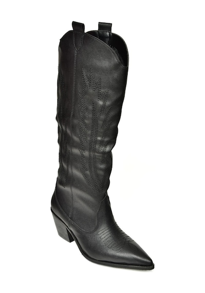 Fox Shoes T267765209 Siyah Kovboy Model Kadın Çizme Siyah-Suni Deri