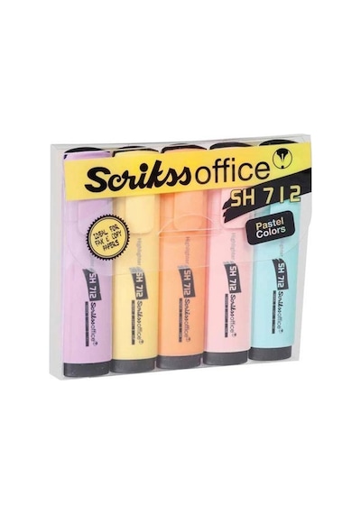 Scrikss Office Sh-712 Fosforlu Kalem Pastel 5'li Çok Renkli
