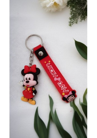2 Li Mickey Ve Minnie Mouse Temalı Çift Anahtarlık Seti - Silikon Figürlü Ve Çanta Aksesuar