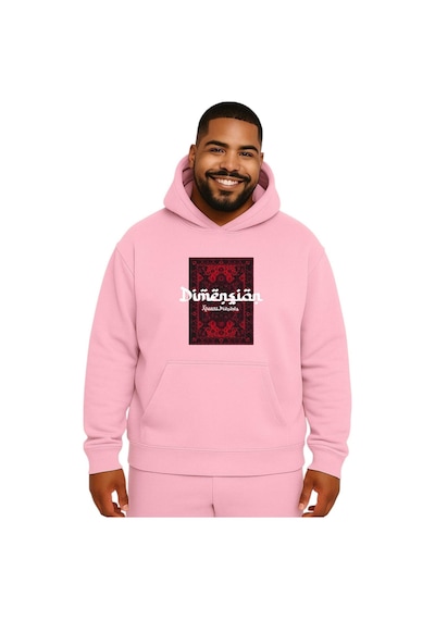 Benroma Kilim Desen Baskılı Büyük Beden Unisex Sweatshırt Pembe