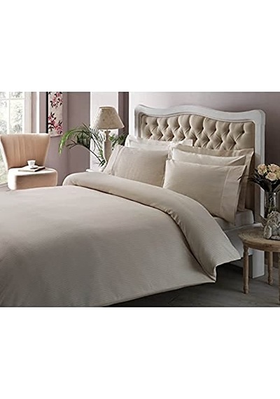 Taç Premium Basic Krem Stripe Çift Kişilik Nevresim Takımı Çok Renkli