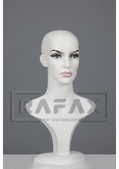 Rafax Kadın Tablalı Makyajlı Kafa Manken Peruk-Eşarp-Şal Mankeni