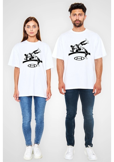 Adrift Güreş Beyaz Unisex Oversize Tişört T-shirt Beyaz