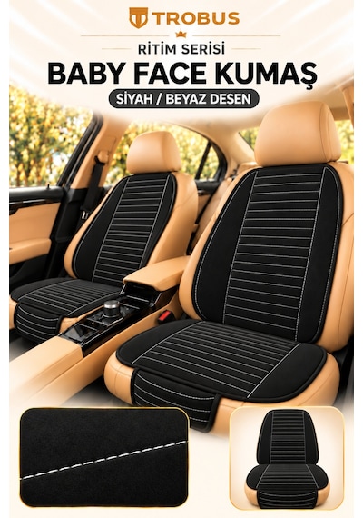 Trobus Ritim Hyundai H100 1994-2012 Baby Face 5'li Koltuk Minderi Siyah Beyaz Desen