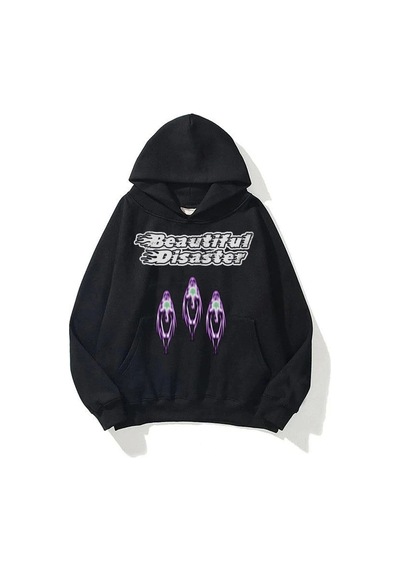 Startmore Unisex Beautiful Disaster Sweatshirt Hoodie Siyah Siyah