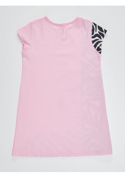 Denokids Fırfırlı Zebra Kız Çocuk Pembe Elbise Pembe