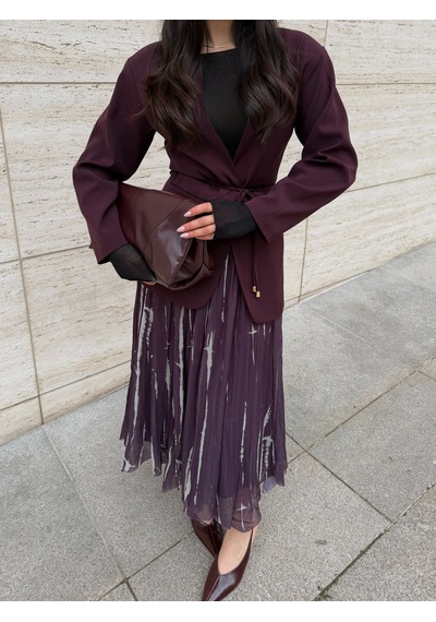Laluvia Bordo Bağcıklı Ceket - 9702 Bordo