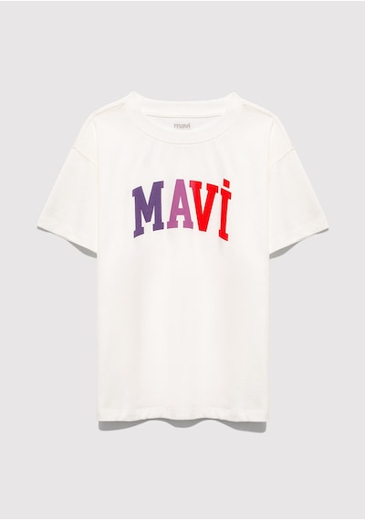 Mavi - Mavi Logo Baskılı Ekru Tişört 7610425-70057 Ekru