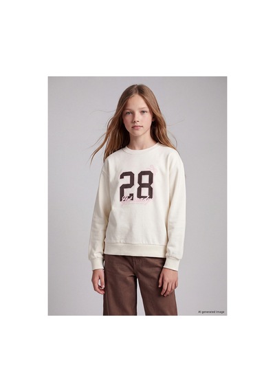 Lc Waikiki Alıta Cıty Farkıyla Lcw Kids Ekru Baskılı Kız Çocuk Sweatshirt 2'li Ekru - 927503618 Ekru