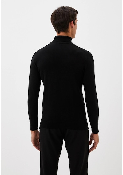 Erkek Tam Balıkçı Boğazlı Triko Siyah Slim Fit Pamuklu Sık Örme Kazak Ncs Jeans 3003-siyah Siyah