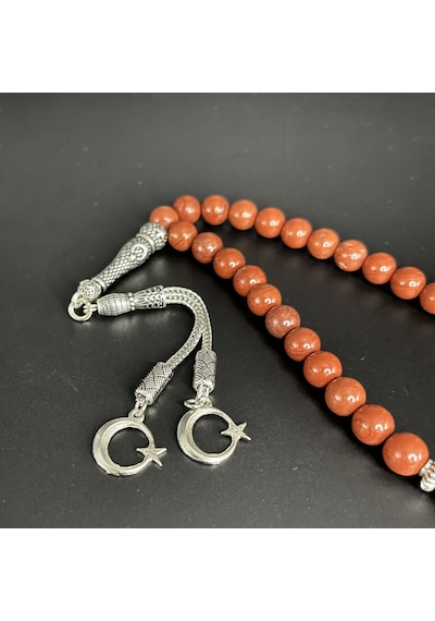 Yıldız Doğal Taş Kırmızı Jasper 8mm 33lük Doğal Taş Tesbih