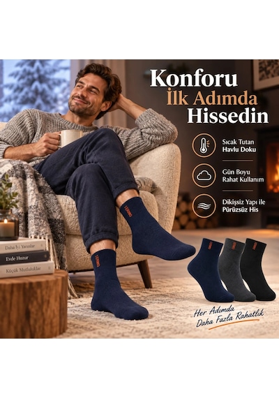 Bezos Erkek Çorap 12'li Dikişsiz Havlu Çorap Orta Konç, Sıcak Tutan, Yumuşak Ve Dayanıklı Dlra Çok Renkli Bezos Erkek Çorap 12'li Dikişsiz Havlu Çorap Orta Konç, Sıcak Tutan, Yumuşak Ve Dayanıklı Dlra Çok Renkli
